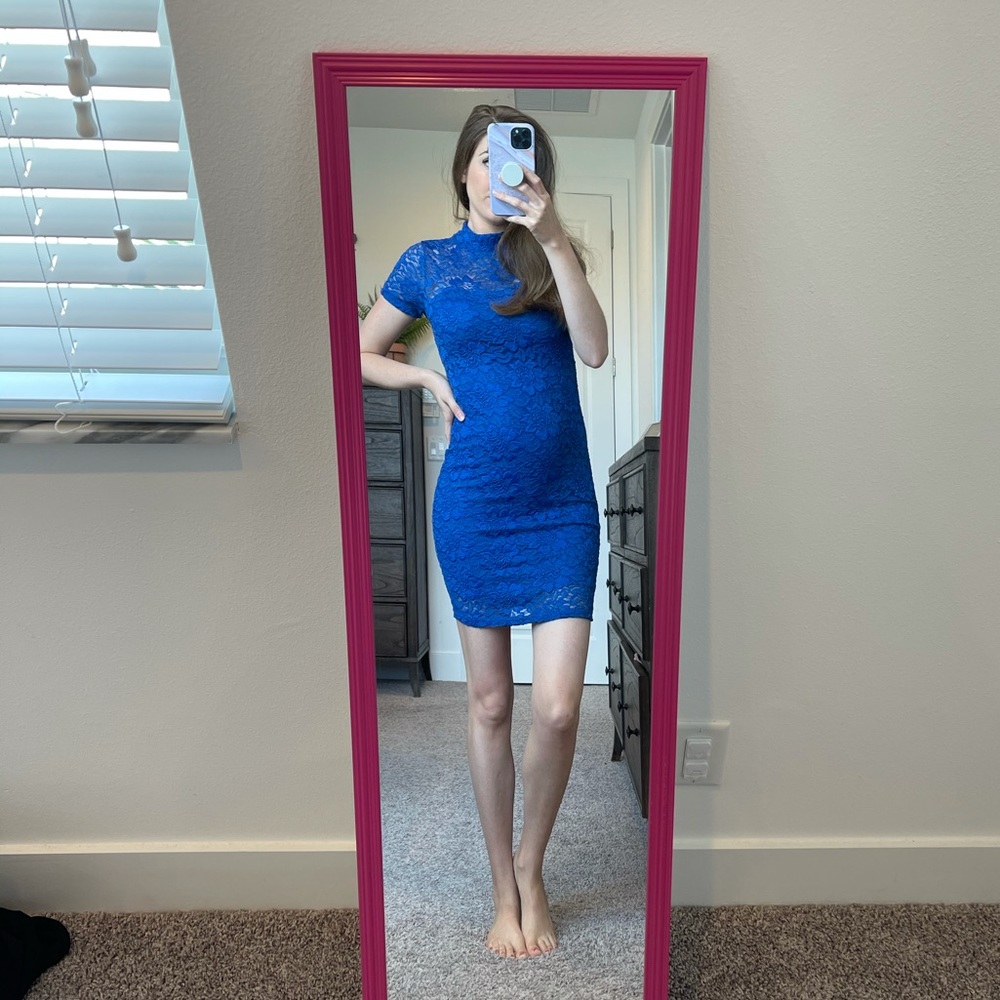 Blue Lace Mini Dress